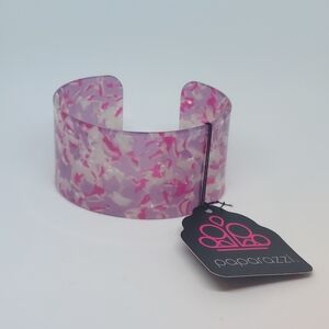 Paparazzi Pink and White Patterned Cuff